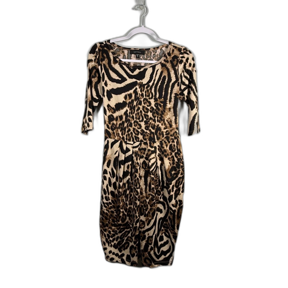 Karen Kane Sheath Dress Y2K Animal Print Leopard Mob Wife Maximalist USA Vintage